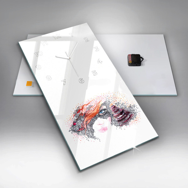 Zegar szklany pionowy Słodka kobieta z ciastem