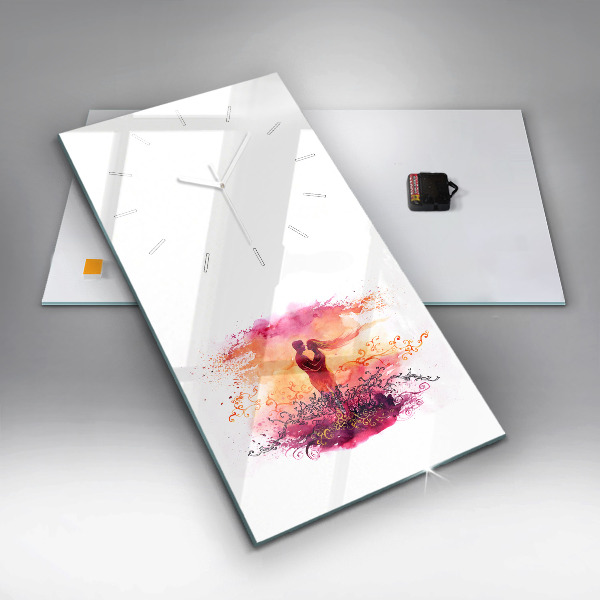 Zegar szklany pionowy Akwarele zakochana para