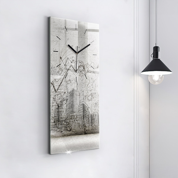 Zegar szklany pionowy Szkic Miasta
