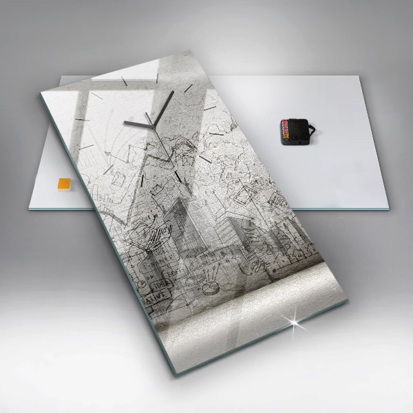 Zegar szklany pionowy Szkic Miasta