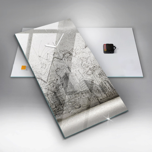 Zegar szklany pionowy Szkic Miasta