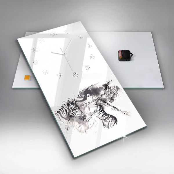 Zegar szklany pionowy Kobieta i zebry