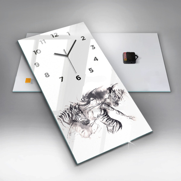 Zegar szklany pionowy Kobieta i zebry