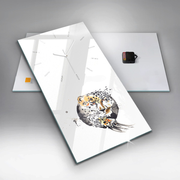 Zegar szklany pionowy Gepard wewnątrz okręgu abstrakcja