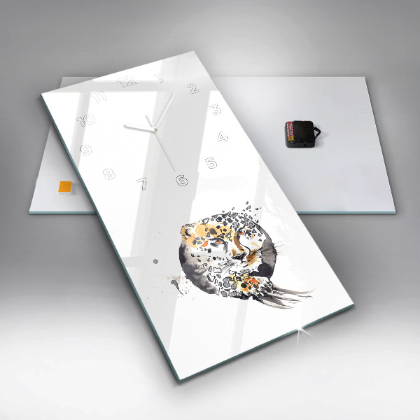 Zegar szklany pionowy Gepard wewnątrz okręgu abstrakcja