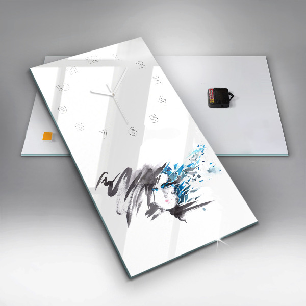 Zegar szklany pionowy Abstrakcja twarz kobiety