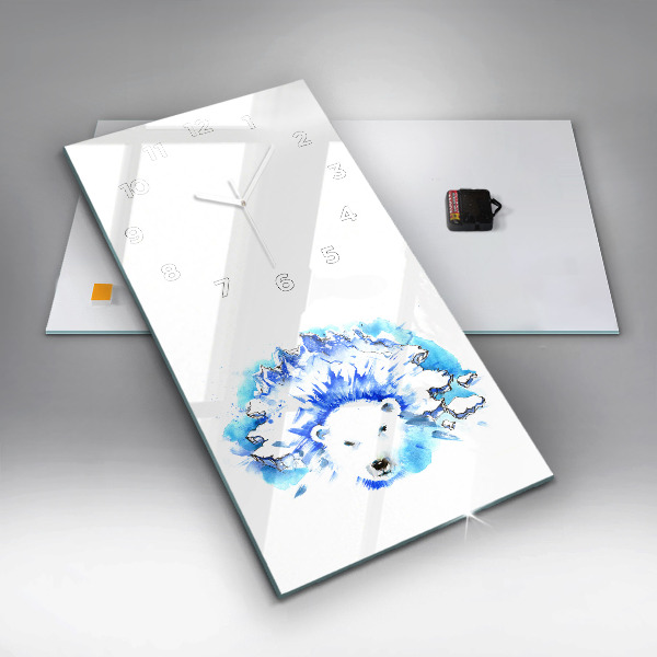 Zegar szklany pionowy Niedźwiedź na tle lodu