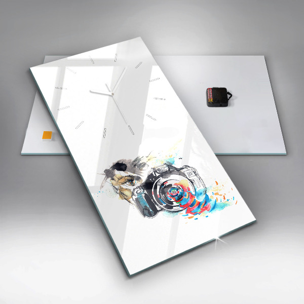 Zegar szklany pionowy Kobieta fotograf