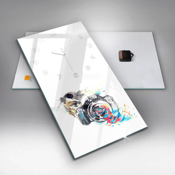 Zegar szklany pionowy Kobieta fotograf