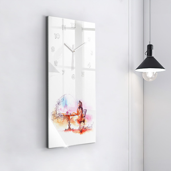 Zegar szklany pionowy Kobieta pijąca herbatę