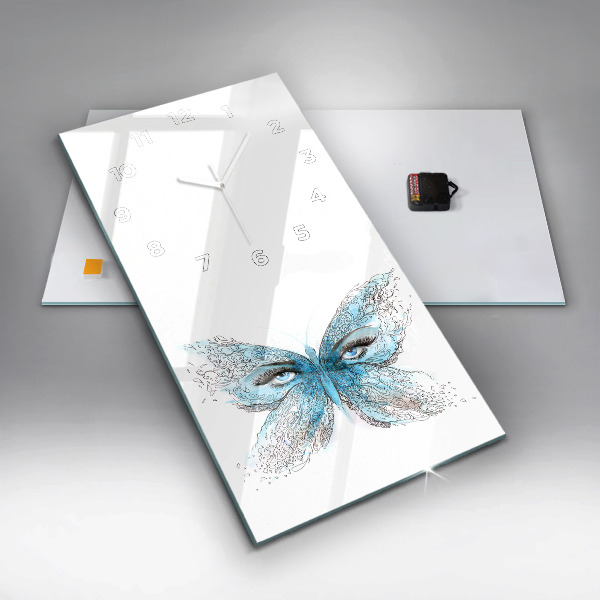 Zegar szklany pionowy Twarz w kształcie motyla