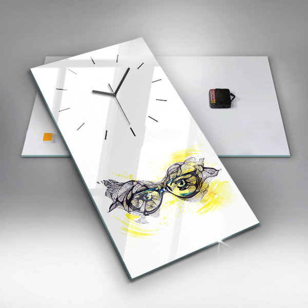 Zegar szklany pionowy Oczy w okularach