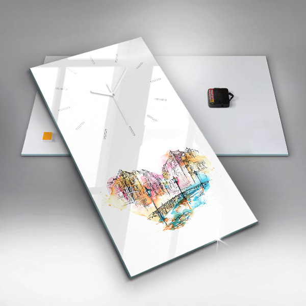 Zegar szklany pionowy Malowana architektura