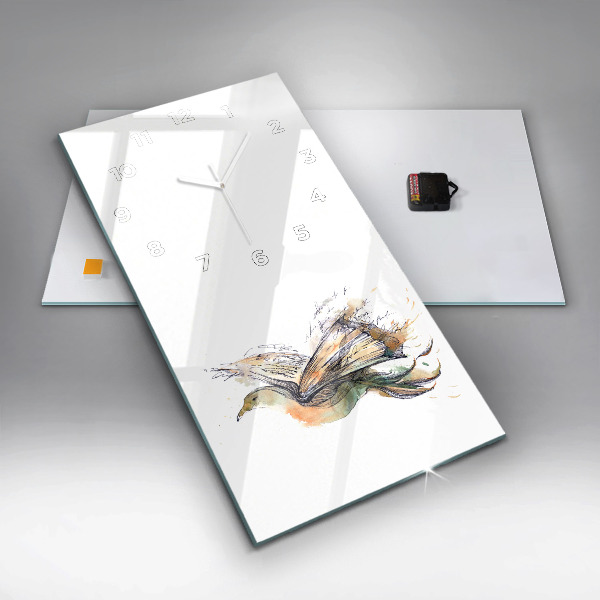 Zegar szklany pionowy Ptak i książka