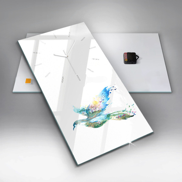 Zegar szklany pionowy Abstrakcja ptaka i wiosny