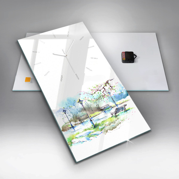 Zegar szklany pionowy Malownicza wiosna