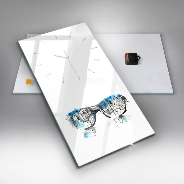 Zegar szklany pionowy Miasto w okularach