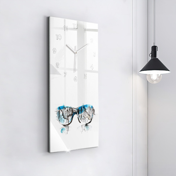 Zegar szklany pionowy Miasto w okularach