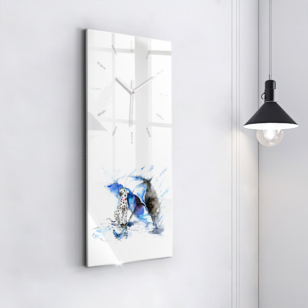 Zegar szklany pionowy Dalmatyńczyk i parasol