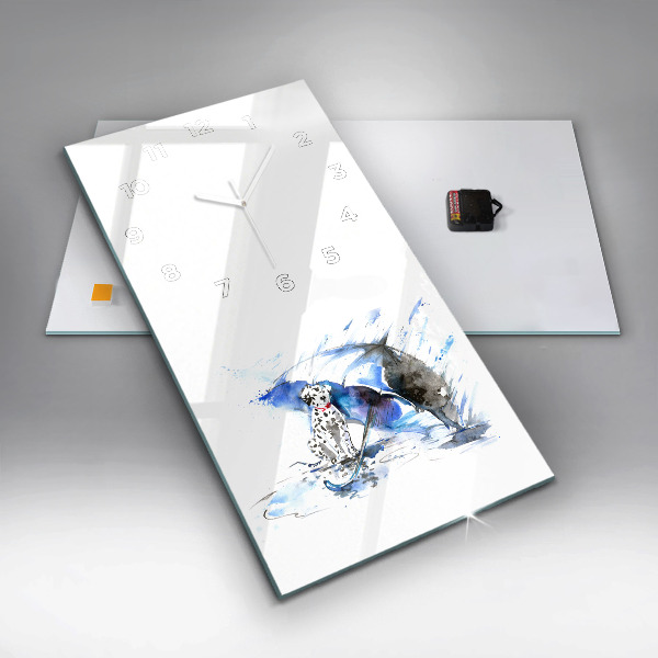 Zegar szklany pionowy Dalmatyńczyk i parasol