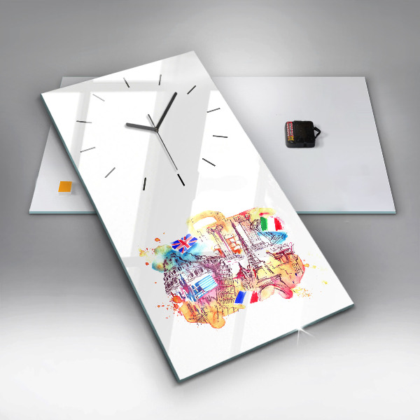 Zegar szklany pionowy Atrakcyjne kraje świata