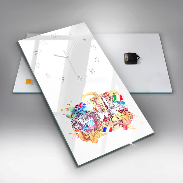 Zegar szklany pionowy Atrakcyjne kraje świata