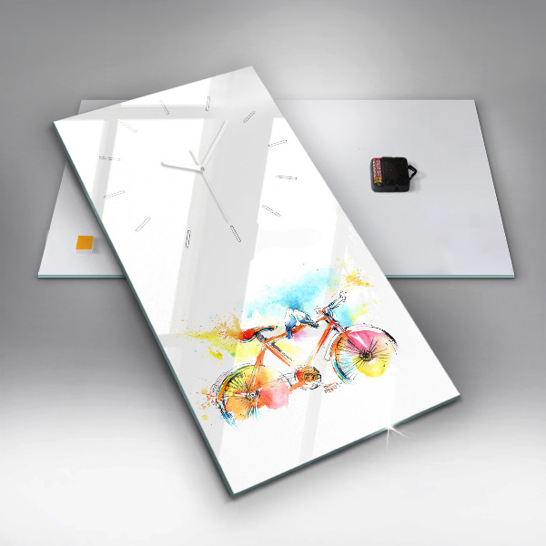 Zegar szklany pionowy Malowany rower