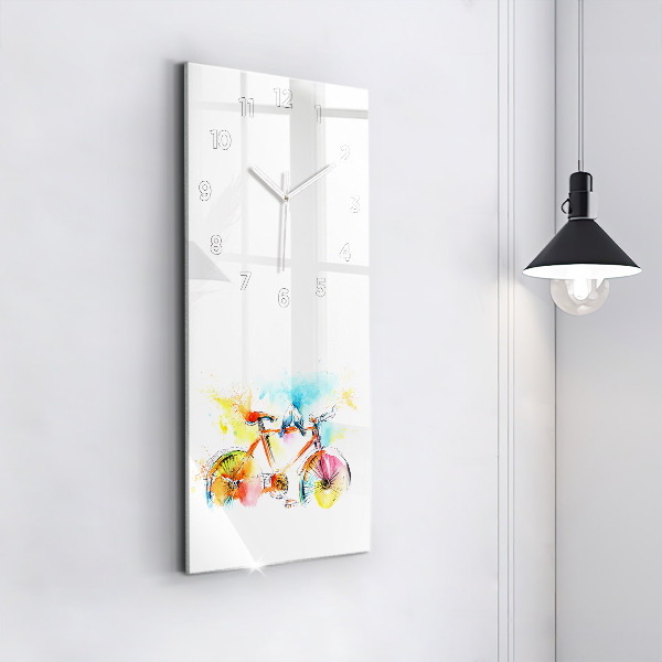 Zegar szklany pionowy Malowany rower