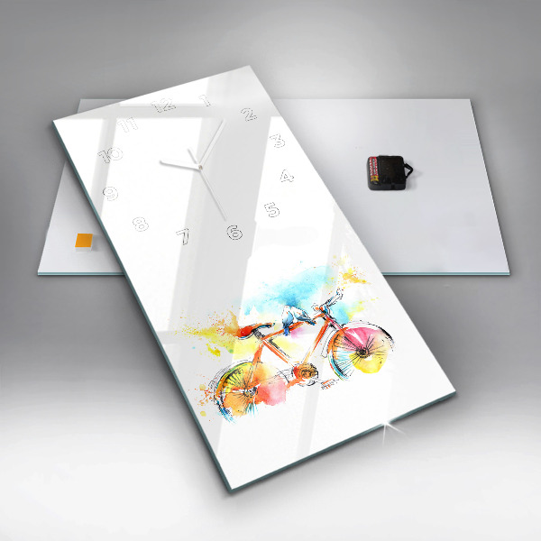 Zegar szklany pionowy Malowany rower