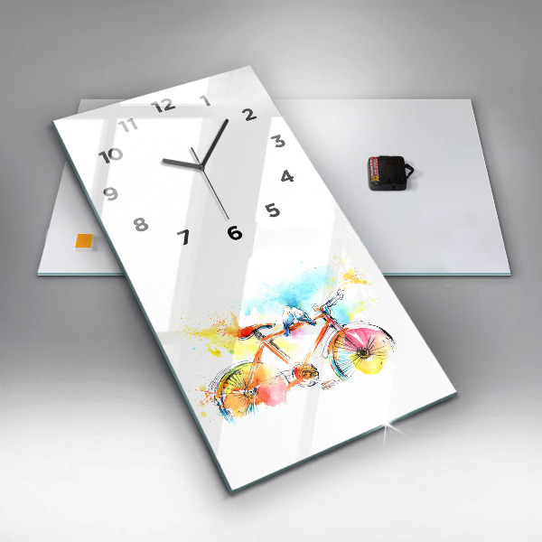 Zegar szklany pionowy Malowany rower