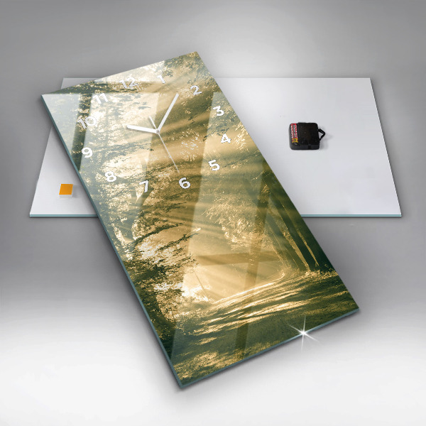 Zegar szklany pionowy Promienie słoneczne Las