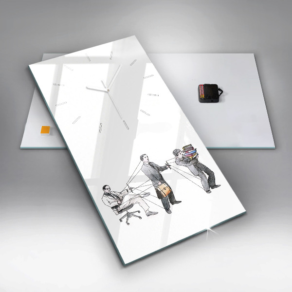 Zegar szklany pionowy Ludzie marionetki