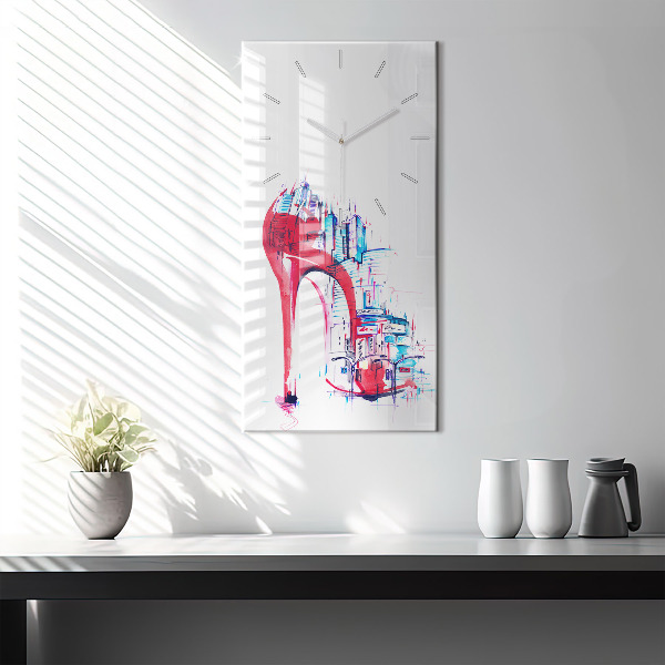 Zegar szklany pionowy Czerwony obcas