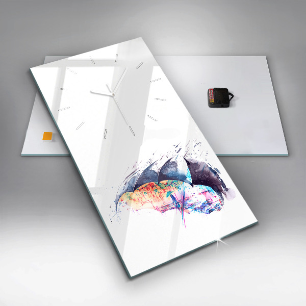 Zegar szklany pionowy Deszcz parasol i miasto