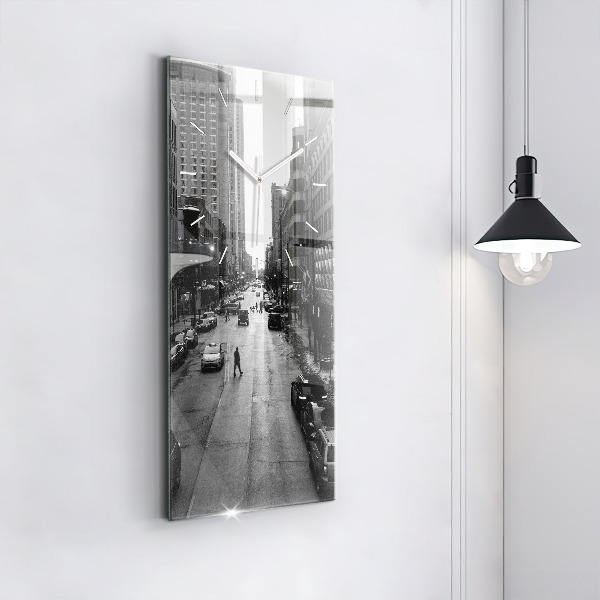 Zegar szklany pionowy Ulice miasta Chicago