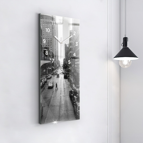 Zegar szklany pionowy Ulice miasta Chicago