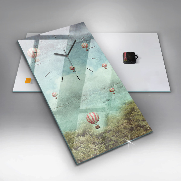 Zegar szklany pionowy Malowane balony