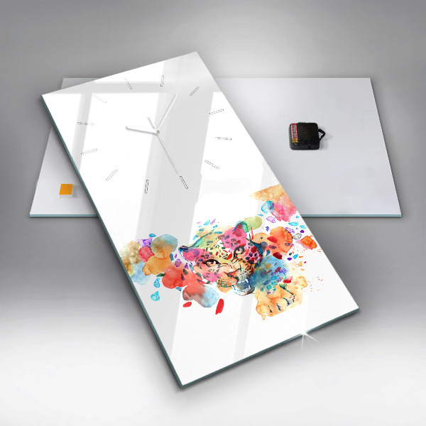 Zegar szklany pionowy Abstrakcja dziki kot