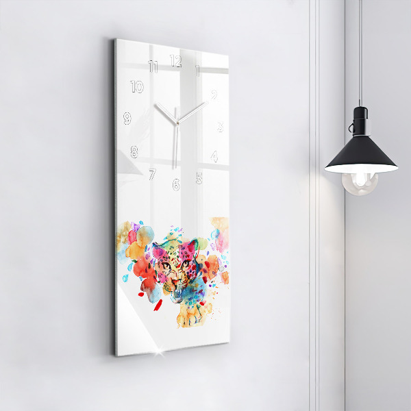 Zegar szklany pionowy Abstrakcja dziki kot