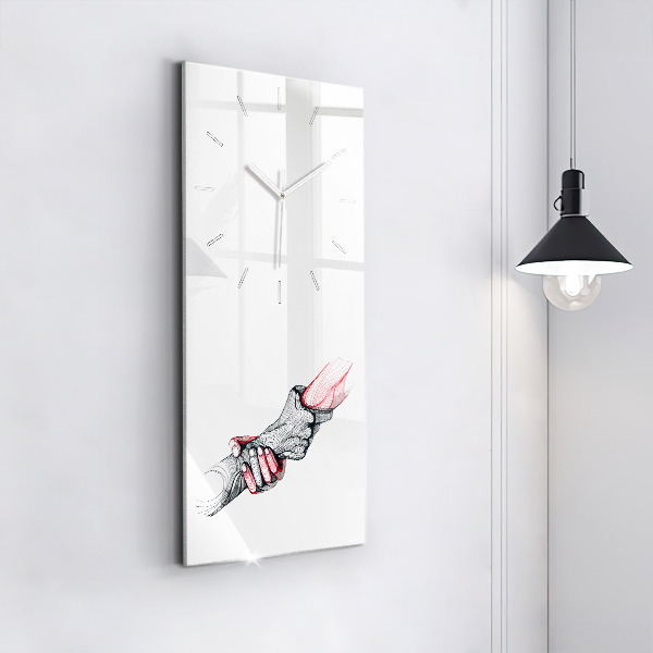 Zegar szklany pionowy Trzymające się ręce