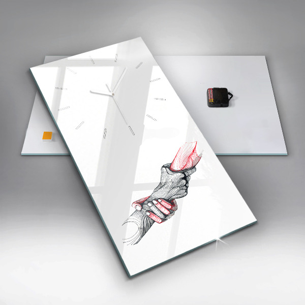 Zegar szklany pionowy Trzymające się ręce