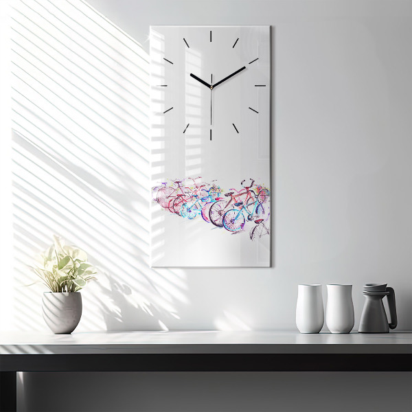 Zegar szklany pionowy Kolorowe rowery miejskie