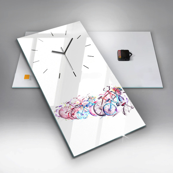 Zegar szklany pionowy Kolorowe rowery miejskie