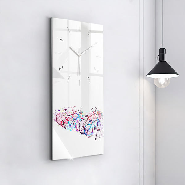 Zegar szklany pionowy Kolorowe rowery miejskie