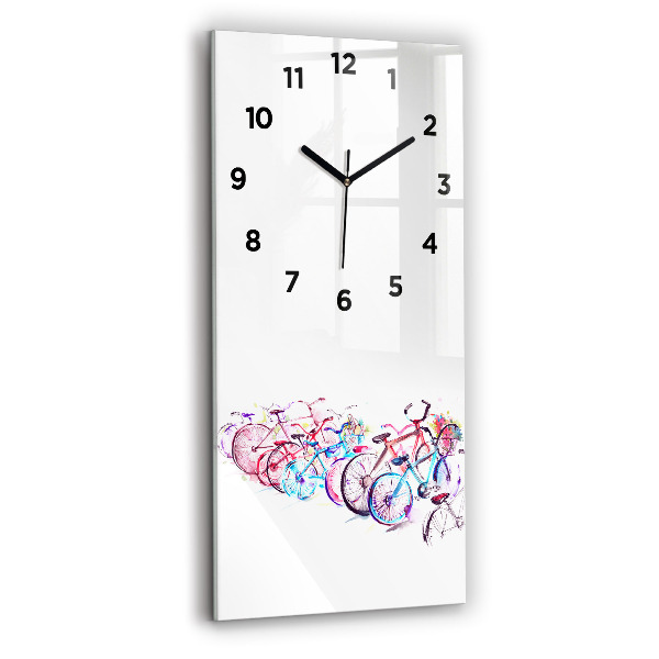 Zegar szklany pionowy Kolorowe rowery miejskie