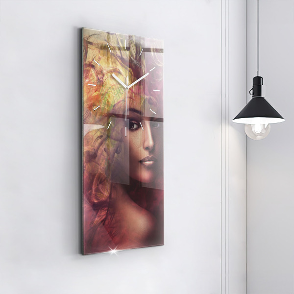 Zegar szklany pionowy Portret kobiety