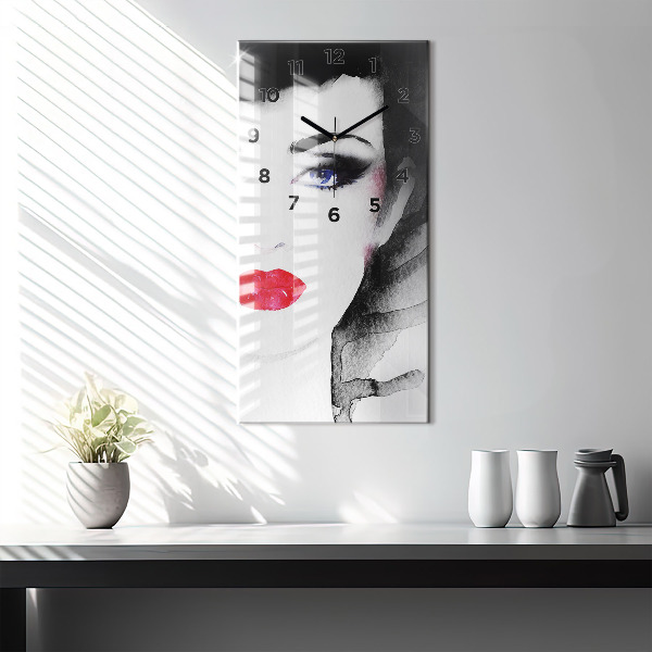 Zegar szklany pionowy Portret kobiety