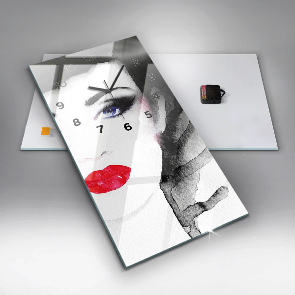 Zegar szklany pionowy Portret kobiety