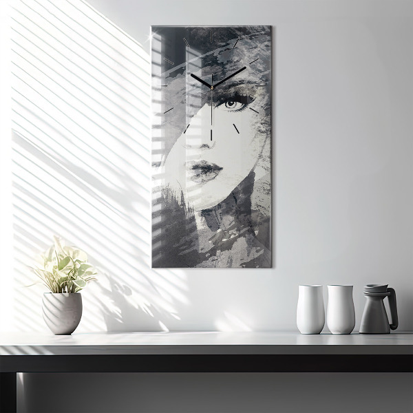 Zegar szklany pionowy Kobieta – akwarele