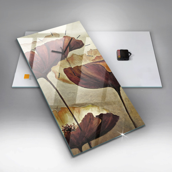 Zegar szklany pionowy Malowane maki